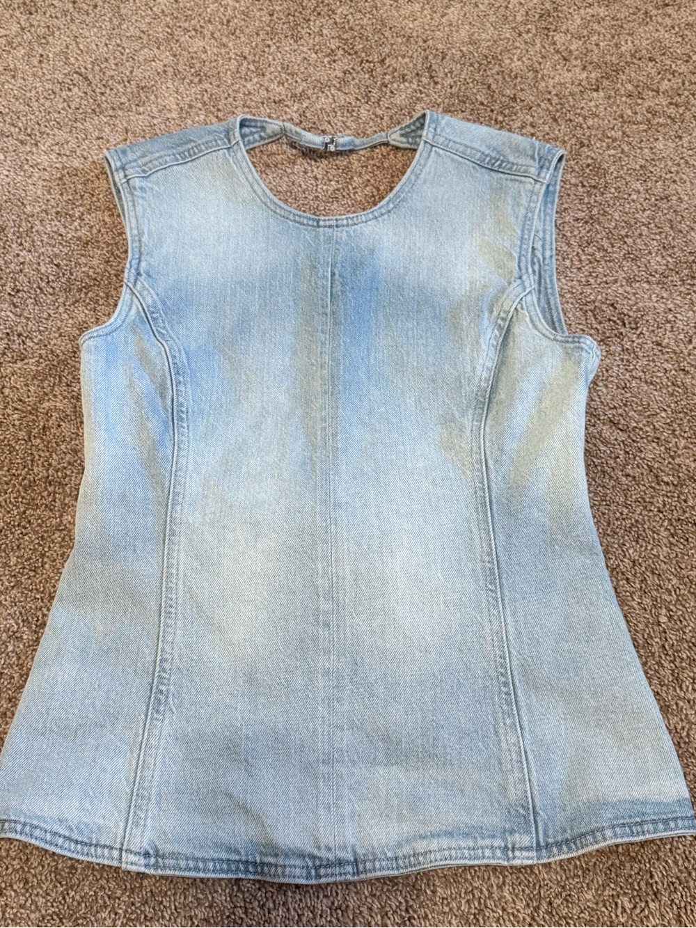 Zara Light Blue Denim Sleeveless open back top